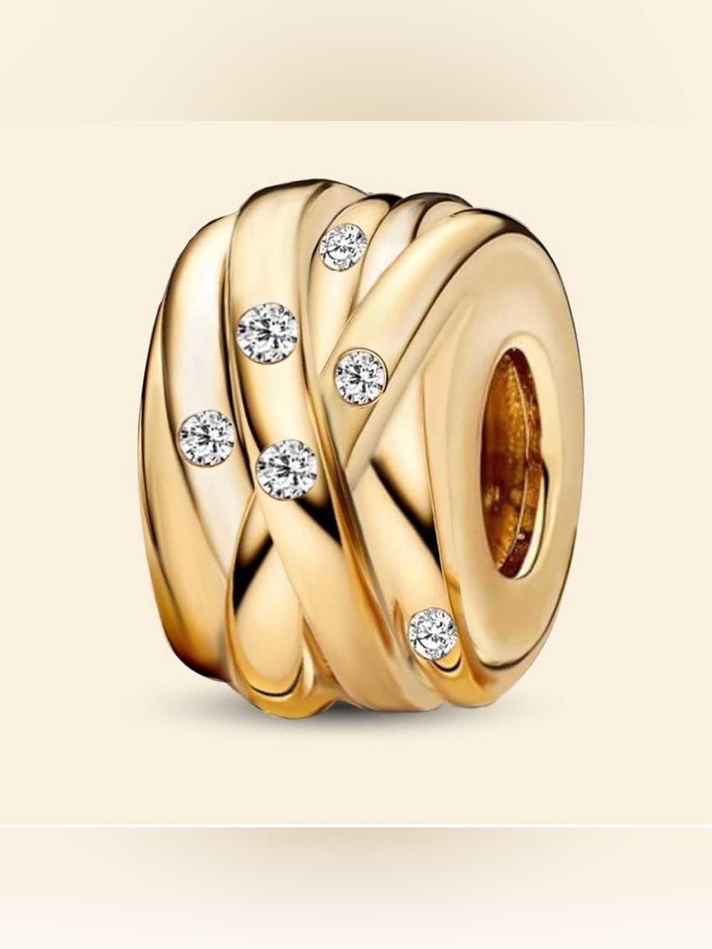 ✨ Sterling Silver Gold Crisscross Sparkling CZ Charm